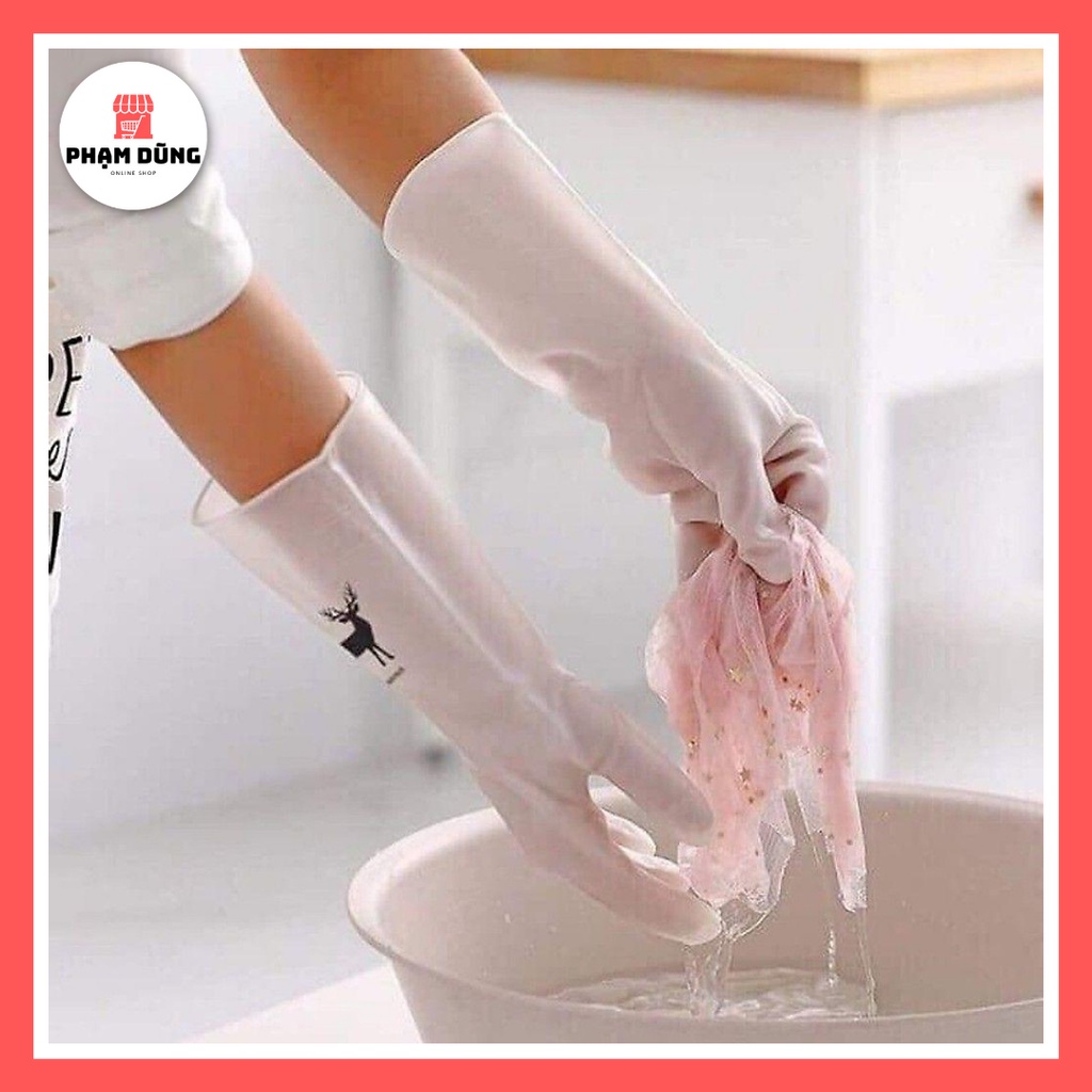 Bao Tay Cao Su Siêu Dai Hình Hươu , Găng Tay Rửa Chén Siêu Bền