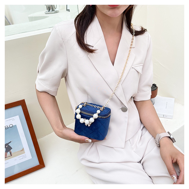 Túi Đeo JASMIN NOIR Chéo Hình Vuông Bằng Vải Phối Dây Xích Thời Trang Dành Cho Nữ