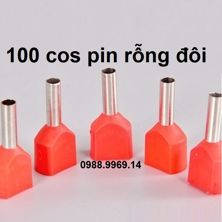 Cos pin rỗng đôi đủ loại TE đầu cốt dây điện pin rỗng túi 100 cái TE2508 TE4012 TE6014 TE10-14 TE16-14 đầu cos kim đôi