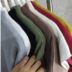 Áo Len Tay Hến Bảng Màu Basic Dễ Phối Đồ Cho Nữ, Áo len Cổ Cao 3p Ngắn Tay Bo Chun Eo Chất Len Mềm Mịn Không Bai Nhão