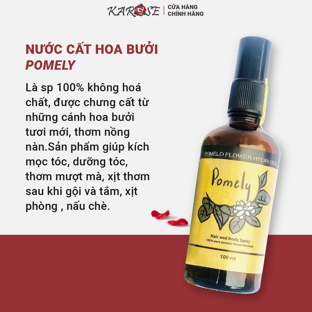 (DATE MỚI NHẤT, 100ml) Nước Cất Hoa Bưởi Thiên Nhiên Ngăn Rụng Tóc, Kích Thích Mọc Tóc, Thơm Mượt POMELY