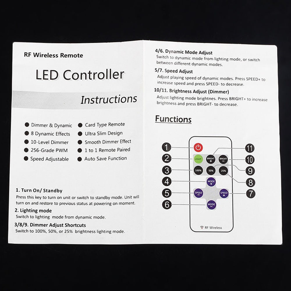 Bộ điều khiển chỉnh sáng tối cho đèn LED 12V không dây chuyên nghiệp