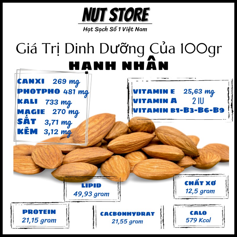 Hạt hạnh nhân rang nguyên vị Nut Store 500g