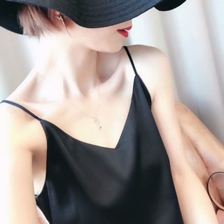 Áo hai dây lụa trơn/ đáp ren