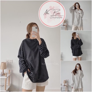 Áo kẻ thụng form rộng