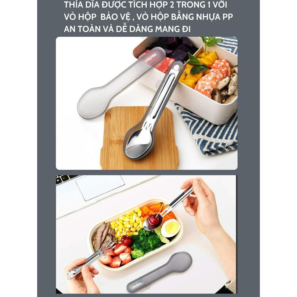 Bộ thìa dĩa inox Xiaomi Nextool, Thép không rỉ 402J2 an toàn.