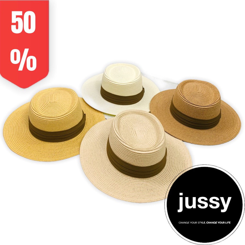 Mũ Cói Gaucho Rộng Vành Chất Cói Đan Jussy Official Form Đẹp Nhiều Màu Nơ Sang Chảnh Đóng Hộp To Giữ Form