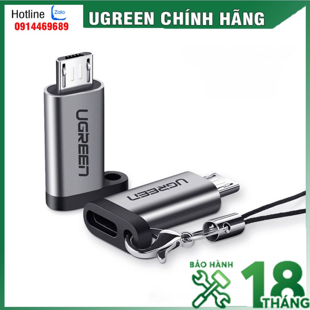 UGREEN 50590 - Đầu chuyển cổng Type C cái sang Micro USB đực, dài 2.5cm nhỏ gọn, vỏ nhôm ✔️Ugreen chính hãng✔️