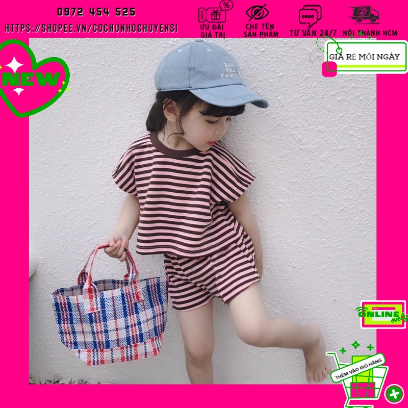 Đồ bộ cotton cho bé trai, bé gái mùa hè dễ thương - Chất Thun Thoáng Mát - MẪU SỌC