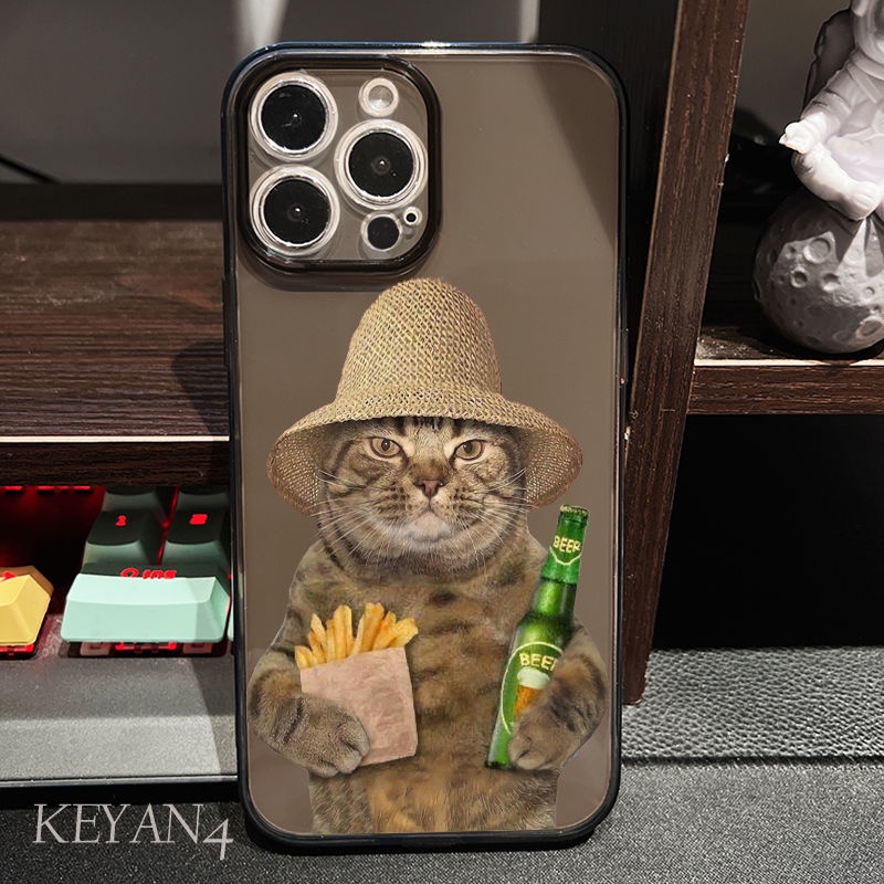 Ốp Điện Thoại Mềm Trong Suốt In Hình Mèo Và Bia Ngộ Nghĩnh Cho iPhone 13 12Promax 11 xs 8p