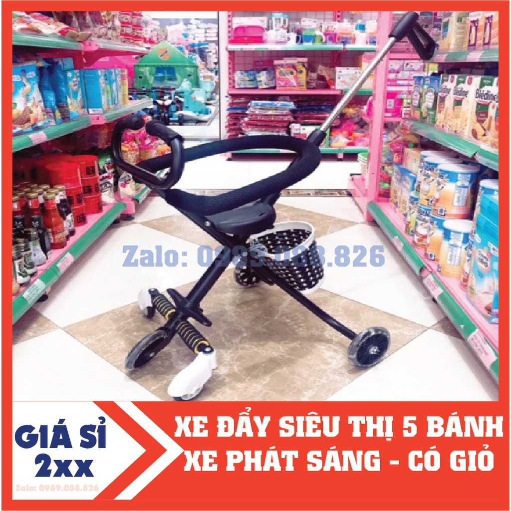 XE ĐẨY 5 BÁNH KIỂU MỚI - XE CAO HƠN BÁNH XE PHÁT SÁNG CÓ GIỎI SIÊU HOT CHO BÉ