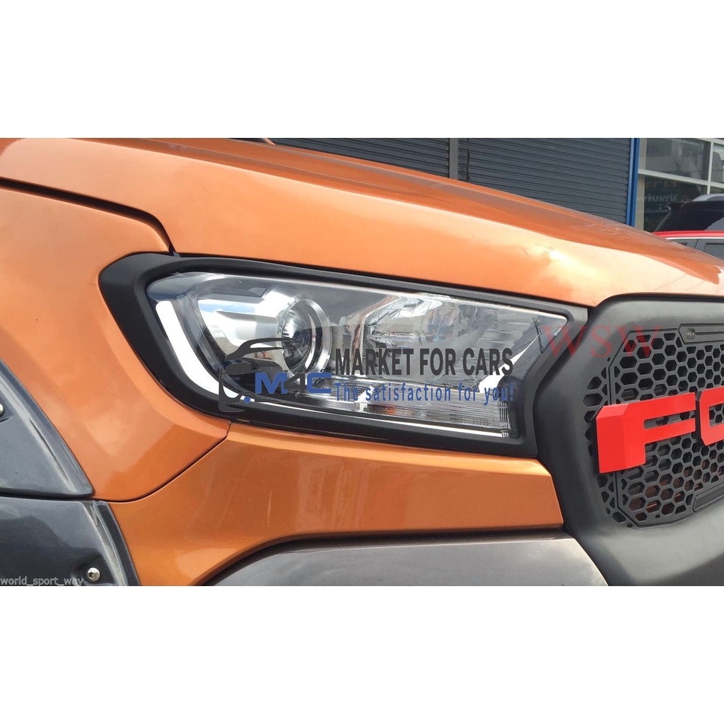Ốp viền đèn pha, hậu xe Ford Ranger 2016 - 2020 nhựa đen cao cấp
