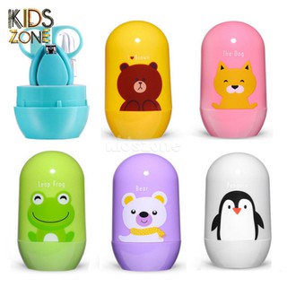 Bộ bấm móng tay 4 chi tiết (vỏ hộp hình thú cho bé kèm ảnh thật)_hàng độc quyền