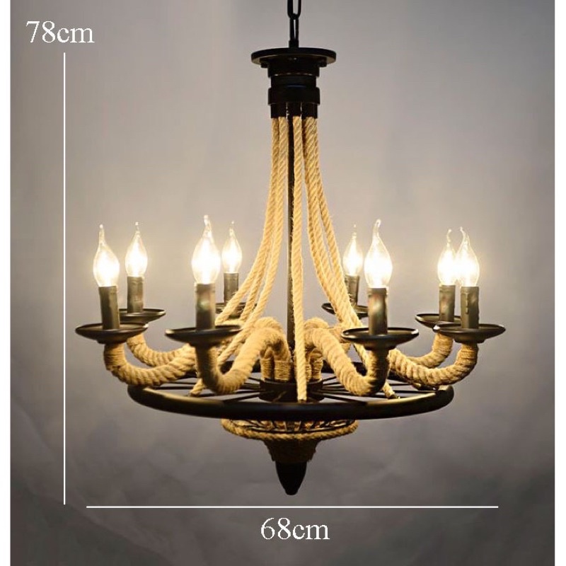 Đèn trần trang trí, đèn trần phòng khách dây thừng HAPOVA GANA 0984 + Kèm bóng led chuyên dụng