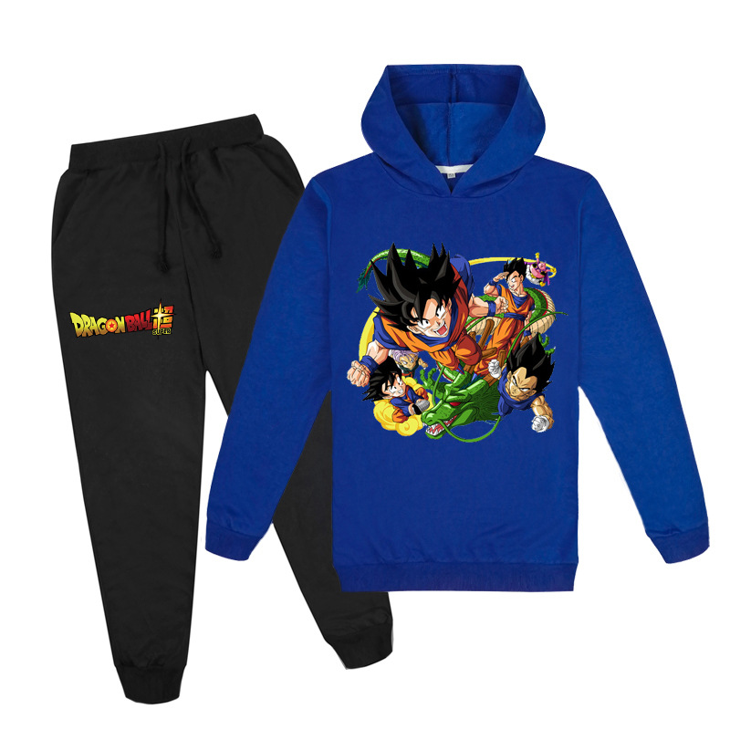 Áo Hoodies Có Nón Dài Tay + Quần Dài In Hình Dragon Ball Cho Bé