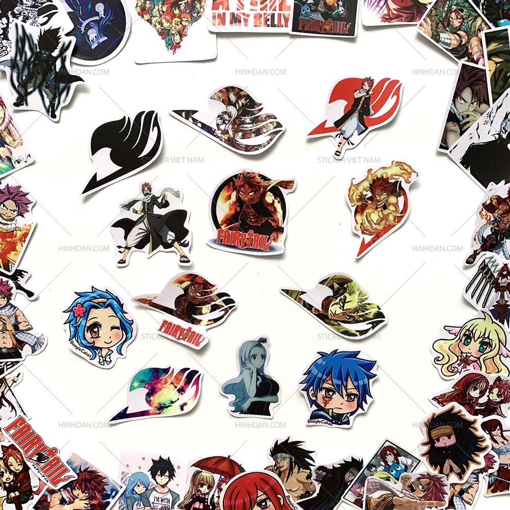 Sticker FAIRY TAIL - Hội Pháp Sư decal hình dán chống nước trang trí xe, laptop, nón bảo hiểm, tem dán, anime, hoạt hình