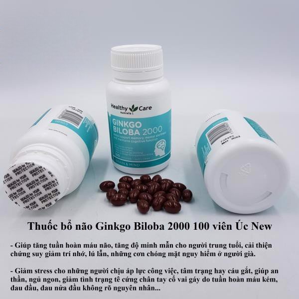 [Healthy Care] Viên uống bổ não, tăng cường trí nhớ Ginkgo Biloba 2000mg - 100 viên