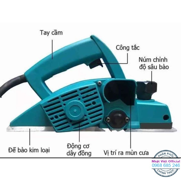 Máy bào gỗ cầm tay mini Makita Malaysia 600W đa năng dụng cụ bào gỗ tiện lợi