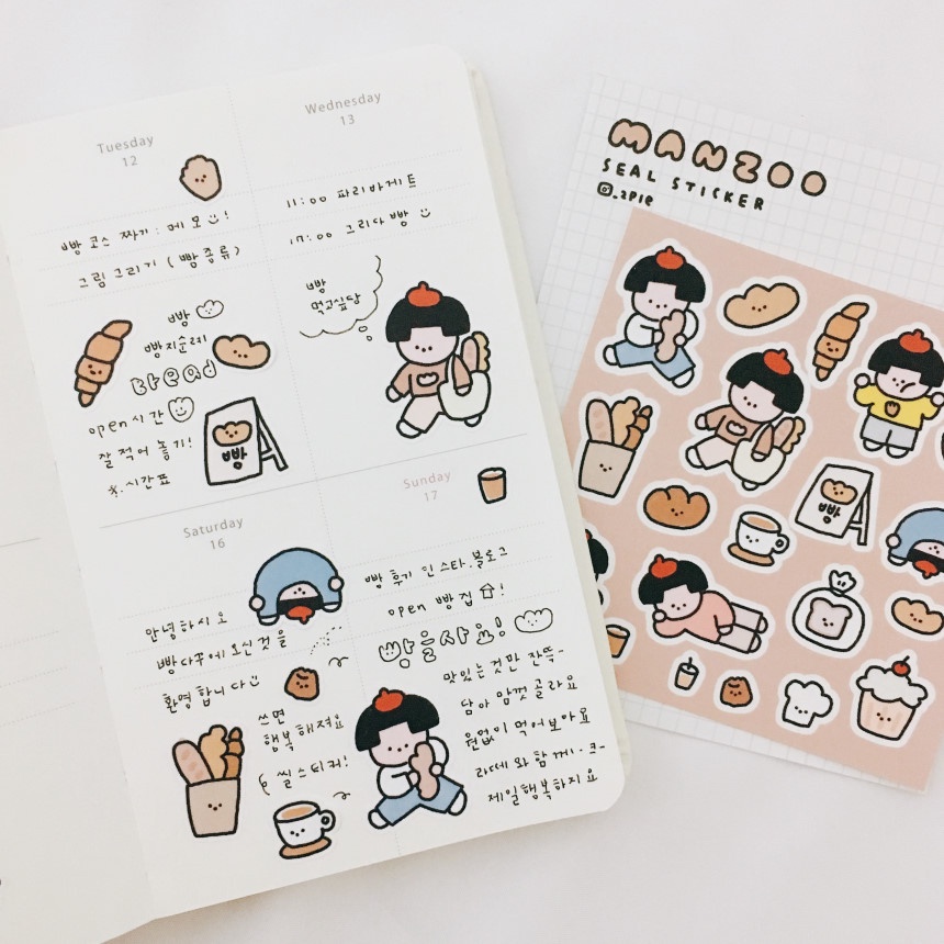 Sticker phong cách Hàn Quốc cute dễ thương, nhãn dán Hàn Quốc ngộ nghĩnh nhiều màu