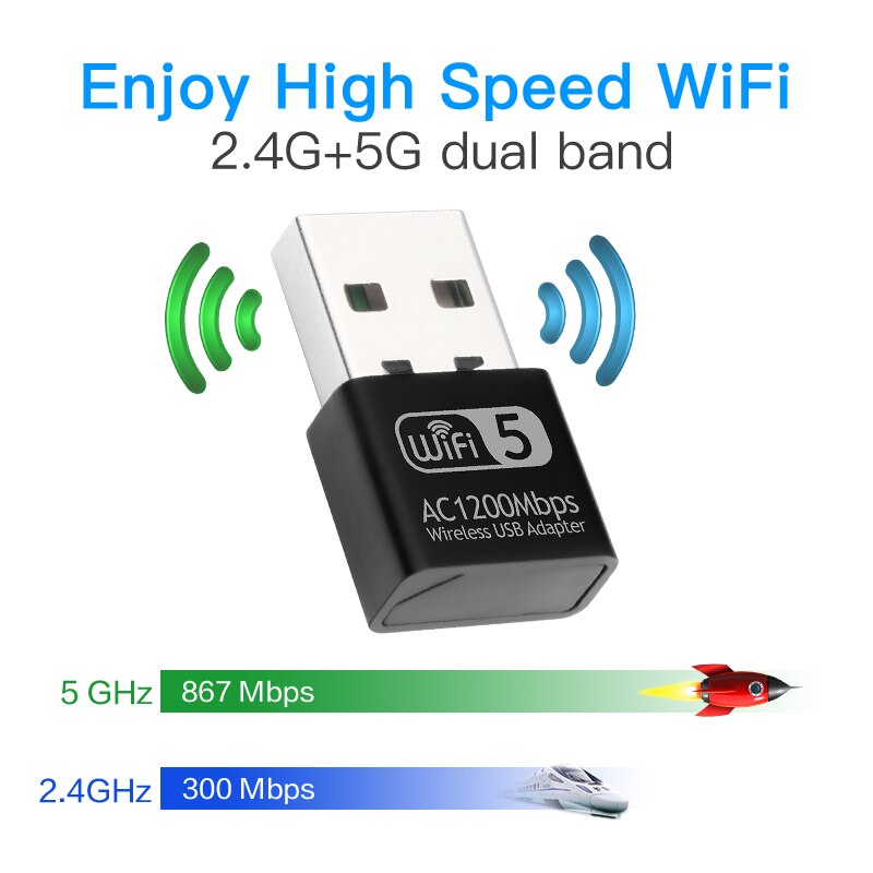 Usb Thu Sóng Wifi 1200mbps 2.4g / 5g Cho Windows 7 / 8 / 10 | BigBuy360 - bigbuy360.vn