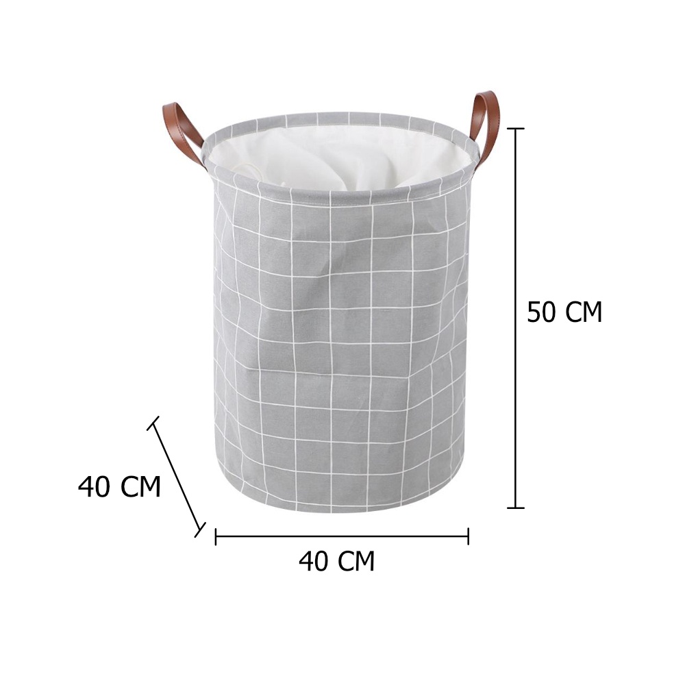 HomeBase Giỏ đựng đồ sợi Polyeste hình tròn thiết kế đơn giản Thái Lan W40xH50xD40 màu xám