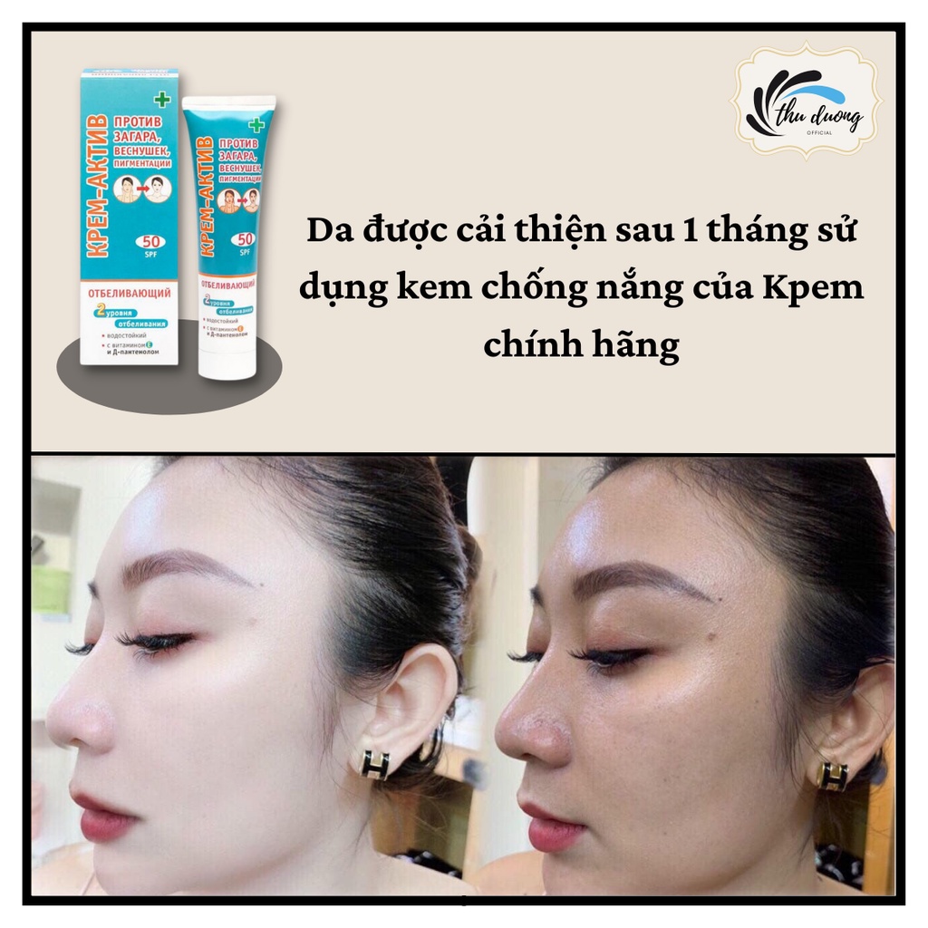 Kem Chống Nắng Kpem Nga Xanh, Nâng Tôn Da, Không Thấm Nước, Không Bết Dính, Mịn Màng - Thu Dương Officia