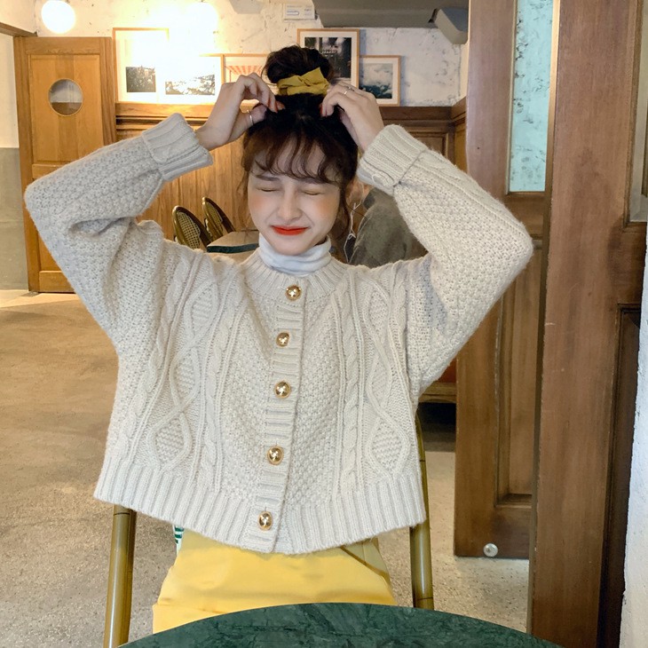 Áo khoác cardigan dệt kim màu trơn dễ thương cho nữ | BigBuy360 - bigbuy360.vn