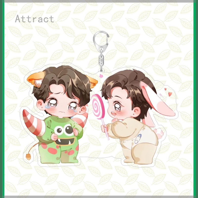 Attract Móc khóa hình Tiêu Chiến và Vương Nhất Bát bằng acrylic trong suốt