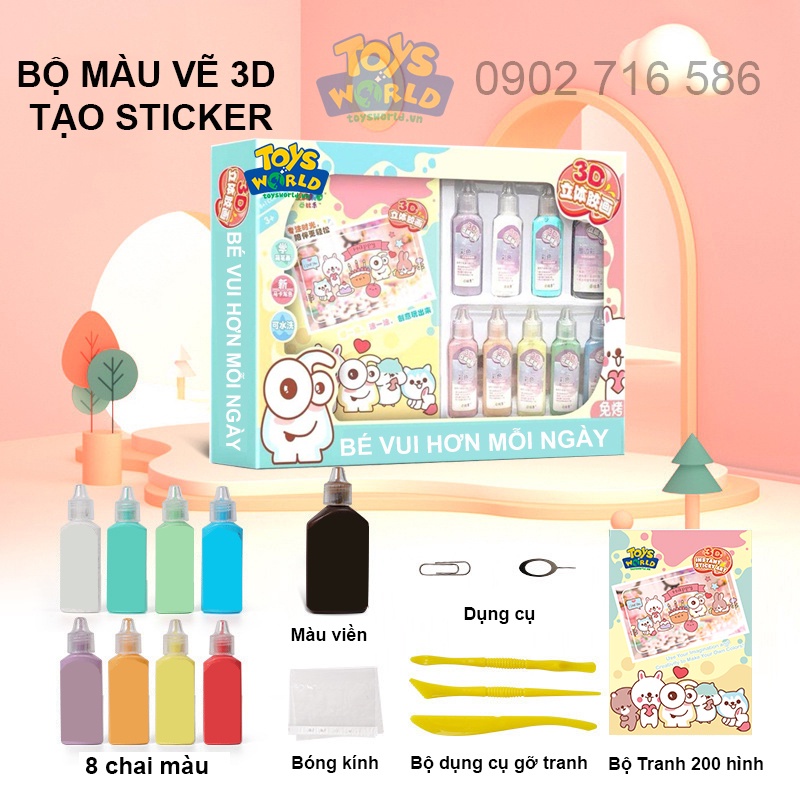 Tranh Vẽ 3D DIY Dạng Gel Tạo Sticker Dán