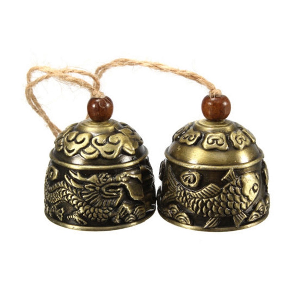 [CHOO] Chinese Dragon/Fish Pattern Hanging Car Wind Chime Fortune Zinc Alloy Wind Bell with Hemp Rope