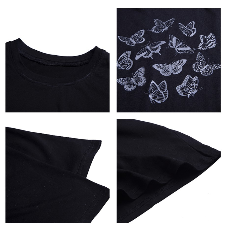 Áo phông tay lỡ unisex Butterfly 🔥TREND 2021🔥 Áo phông nữ form rộng đẹp màu đen xám Thời trang Ulzzang Quảng Châu | BigBuy360 - bigbuy360.vn
