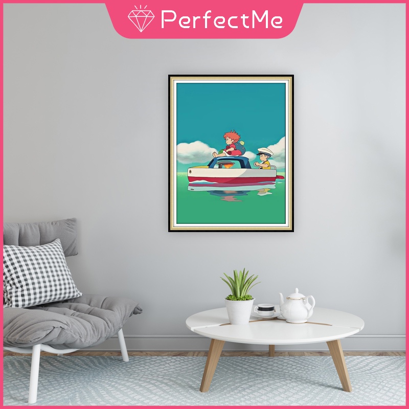 Bộ tranh đính đá 5D DIY hình truyện tranh Hayao Miyazaki 30x40cm treo tường trang trí