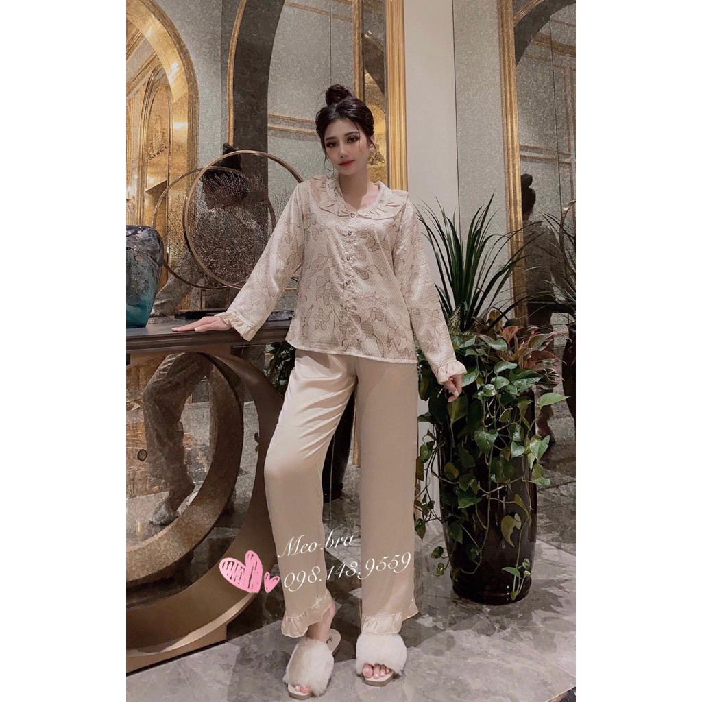 Đồ Bộ Pijama - Bộ Lụa Dài Tay Chất Liệu Lụa Satin