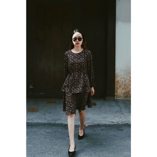 Chicka Chicka - Đầm Floral three layers dress - Black