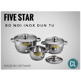 Bộ Nồi Inox FIVESTAR -Đáy Từ 3 Đáy -3 Món -Vung Inox- Dùng Được Trên Mọi Loại Bếp - Bảo Hành 5 chính hãng