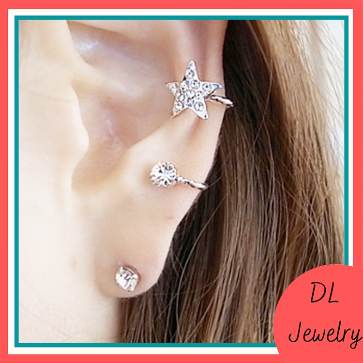 Khuyên tai vành đính đá cao cấp Bông tai đeo vành thời trang hàn quốc DL.Jewelry