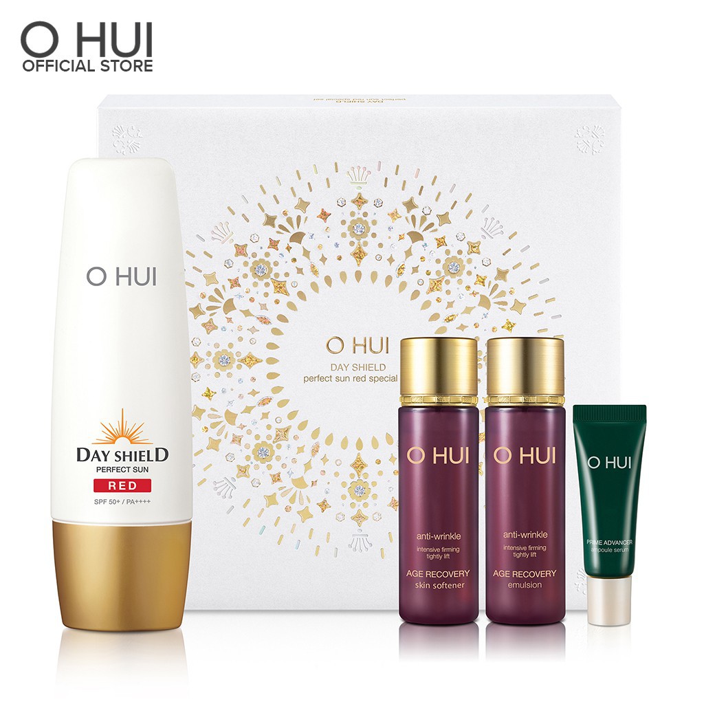 Bộ Chống Nắng Phục Hồi Lão Hóa 4 Món OHUI Day Shield Perfect Sun Red Special Set 94ml