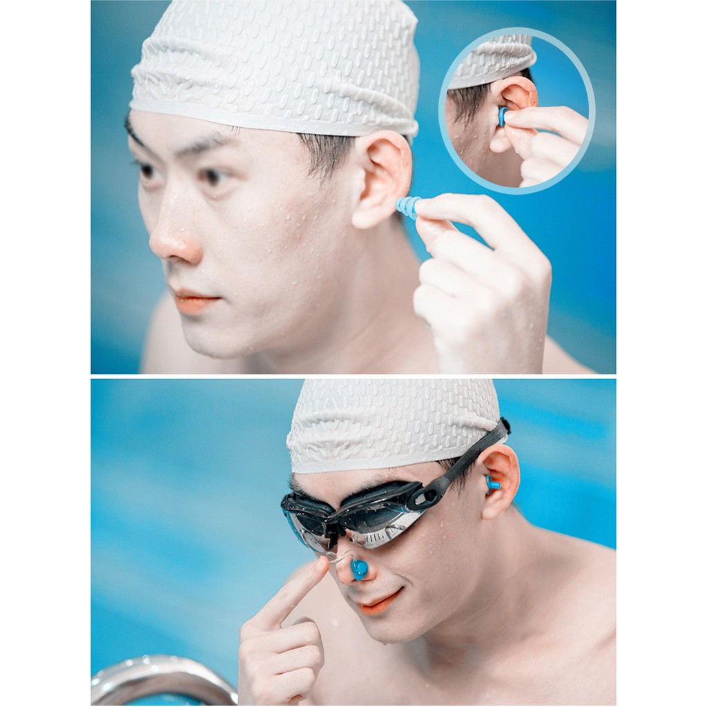 Bịt tai kẹp mũi SILICONE chống nước khi bơi, hàng thể thao chuyên dụng cao cấp - POKI