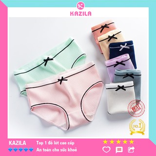 Quần lót nữ gân tăm gắn nơ dễ thương, quần chip nữ kiểu Nhật thoáng khí Kazila QLH79
