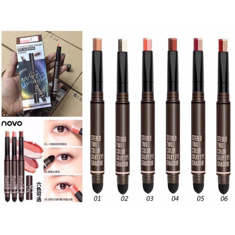 Bút màu mắt 2 line Stereo Two Line Eye Shadow Novo