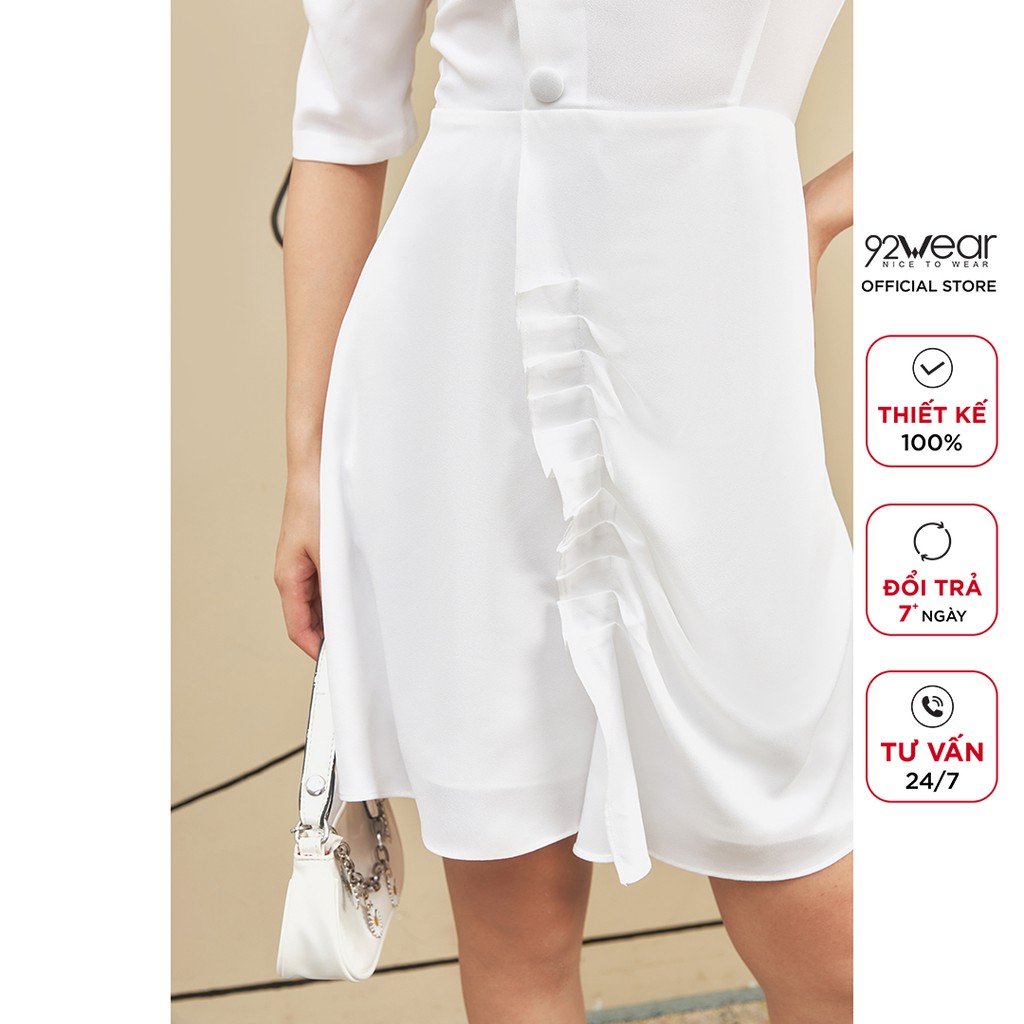Đầm nữ công sở 92WEAR đủ màu, đủ size, thiết kế ngắn tay vạt lệch DEW0577 | BigBuy360 - bigbuy360.vn