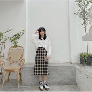Chân Váy Dài Kẻ Chất Dạ - Titto Closet