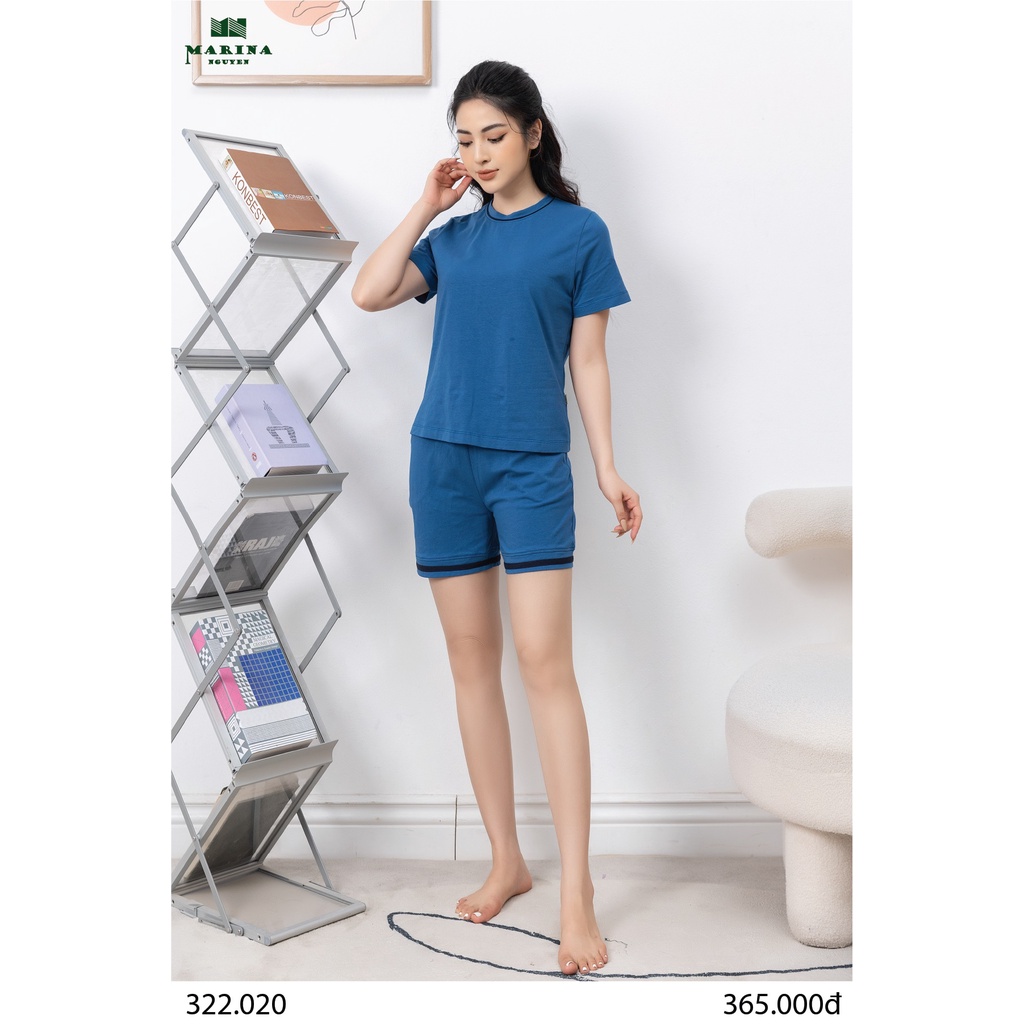 Đồ Bộ Nữ Mặc Nhà MARINA NGUYỄN, Thiết Kế Cổ Tròn, Tay Ngắn Độc Đáo, Vải Cotton Mềm Mịn, Thoáng Mát 322020