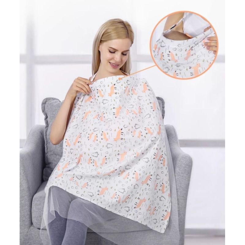 Ninikids: Khăn choàng che bé bú cotton  đồ dùng sơ sinh, đồ dùng mẹ và bé