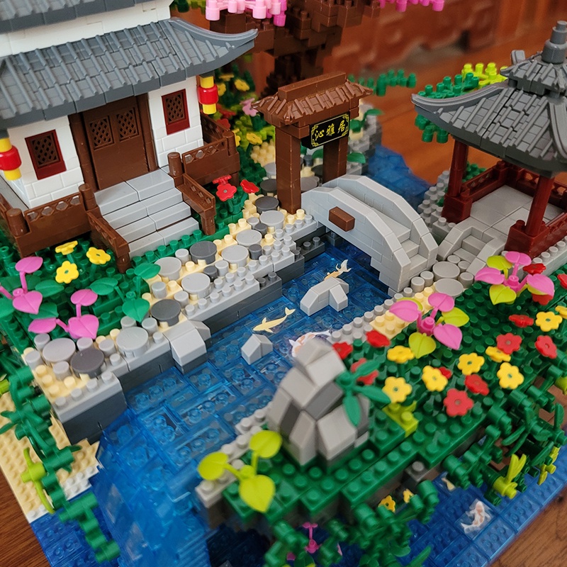 Đồ chơi xếp hình lắp ghép mô hình kiến trúc Trung Quốc Đào Hoa Đảo - đồ deco trang trí, đặt kệ sách