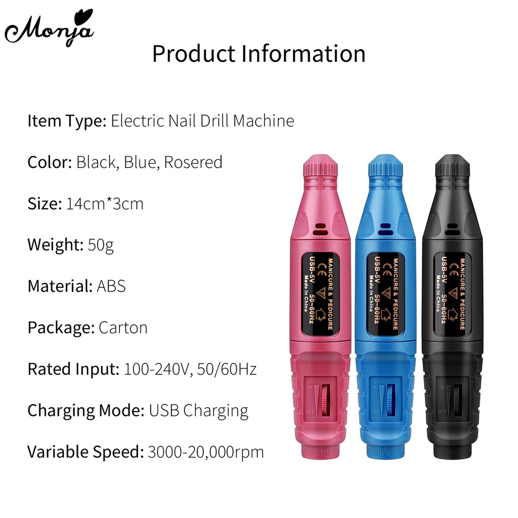 Set máy dũa móng tay điện và dung dịch hỗ trợ dưỡng móng trước MONJA DIY sử dụng tiện lợi cho salon