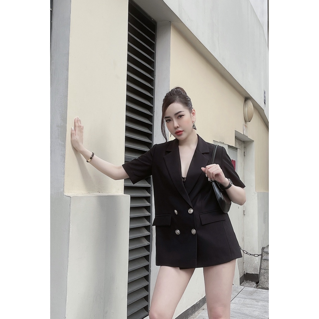 Áo vest đen ngắn tay AV057