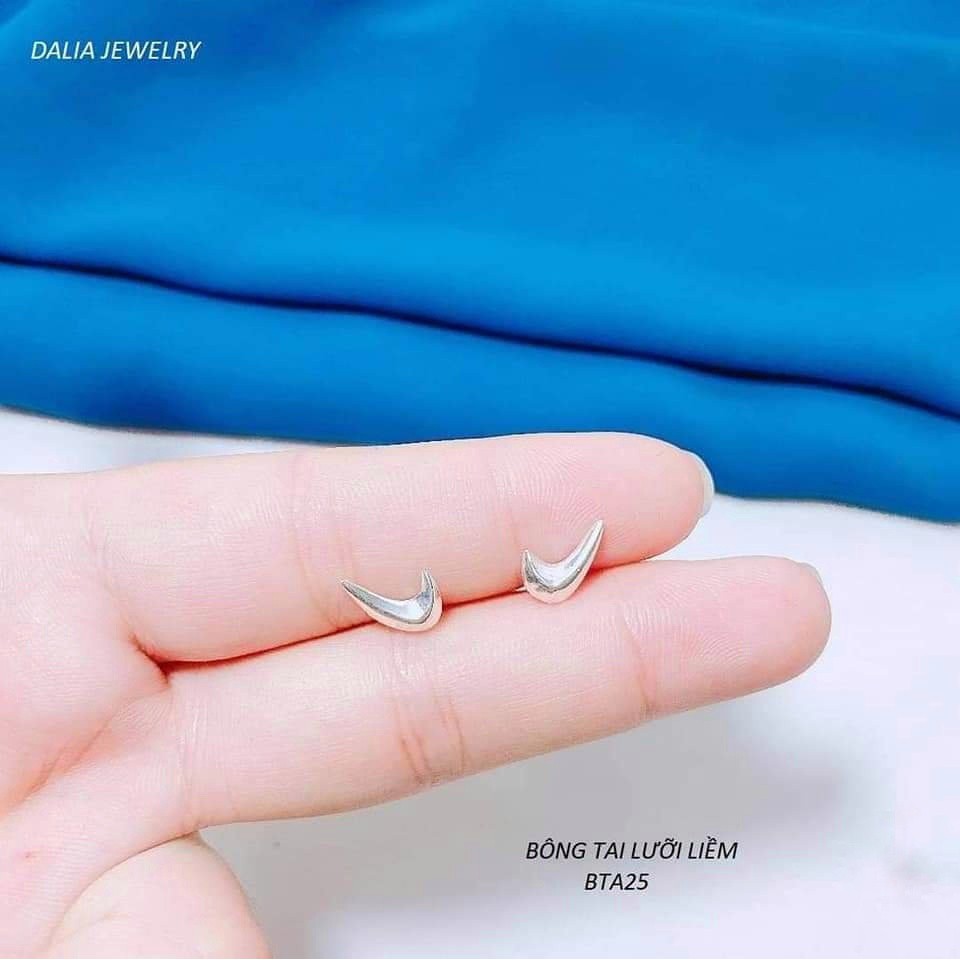 Bông tai bạc nữ hình mặt trăng khuyết DaLiA Jewelry khuyên tai trơn cá tính bạc chuẩn 925