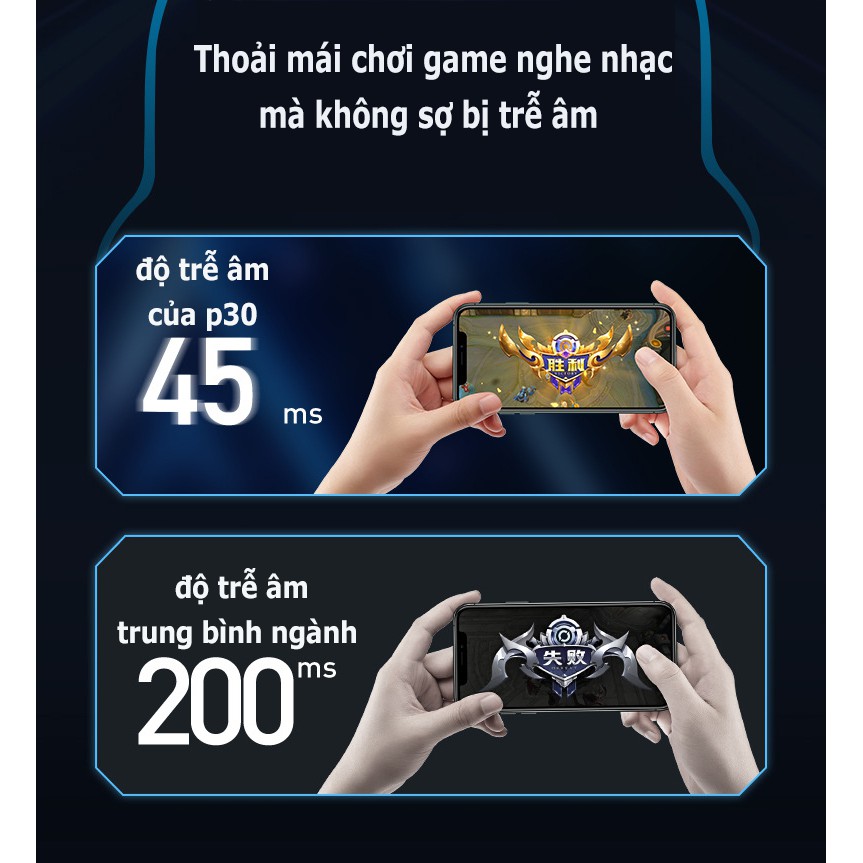 Tai nghe bluetooth 5.2 Gaming P30 dùng cho game thủ chơi game mobile,pc ,laptop âm thanh HIFI