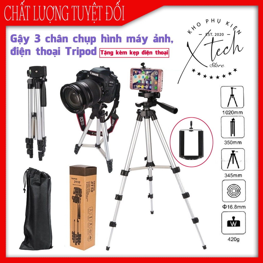 Gậy 3 chân chụp hình máy ảnh, điện thoại Tripod | Tripod chụp ảnh livetream, Chân đế điện thoại quay tiktok